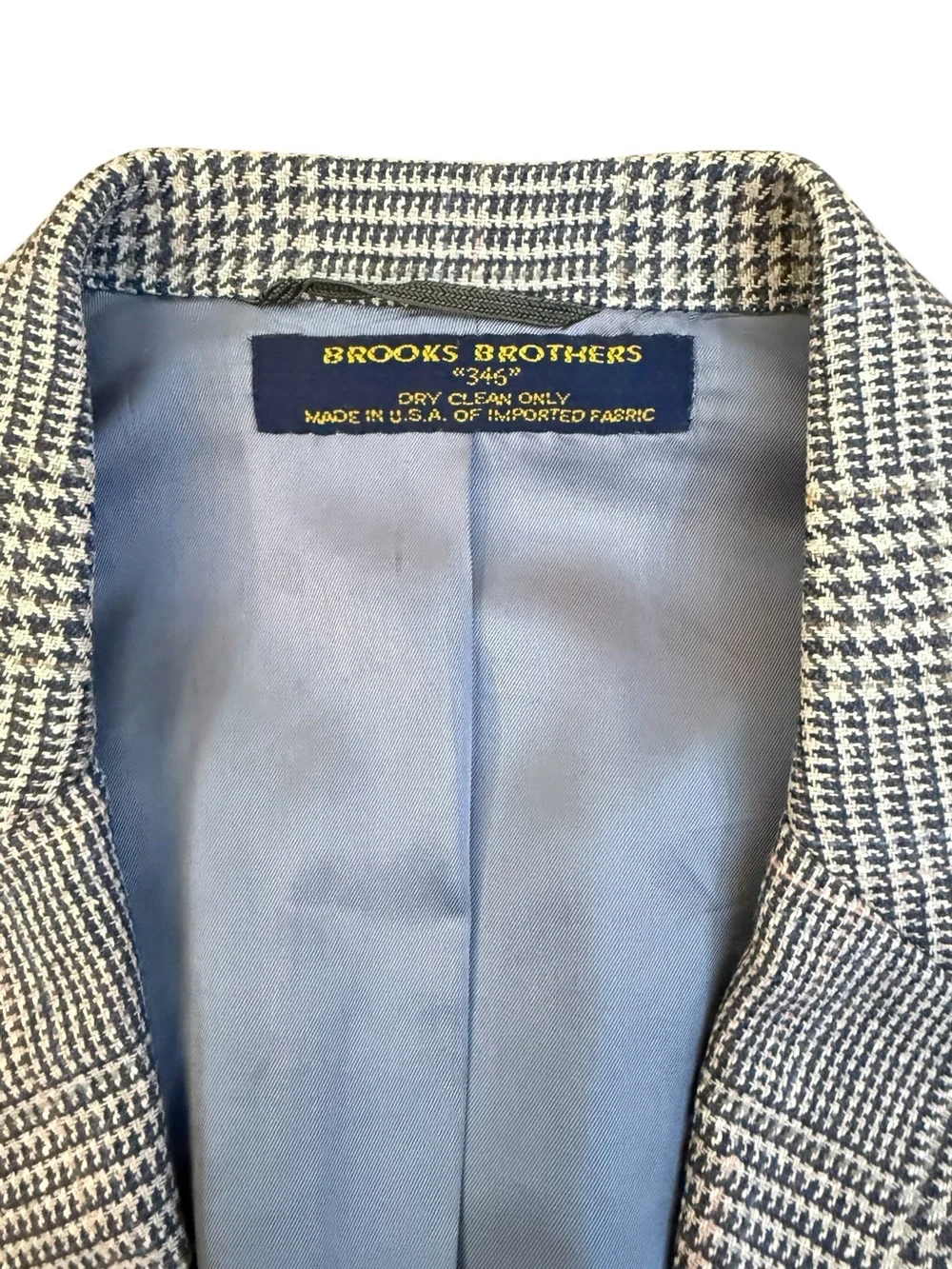 Vintage 70s Brooks Brothers USA Silk Wool Glen Plaid Houndstooth Blazer Coat 40R